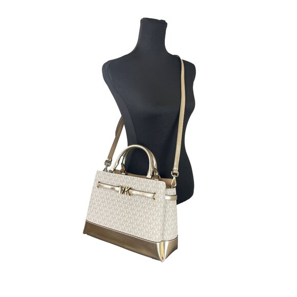 NEW Michael Kors Reed Large Signature PVC Belted Satchel Crossbody Handbag Purse - Picture 2 of 7